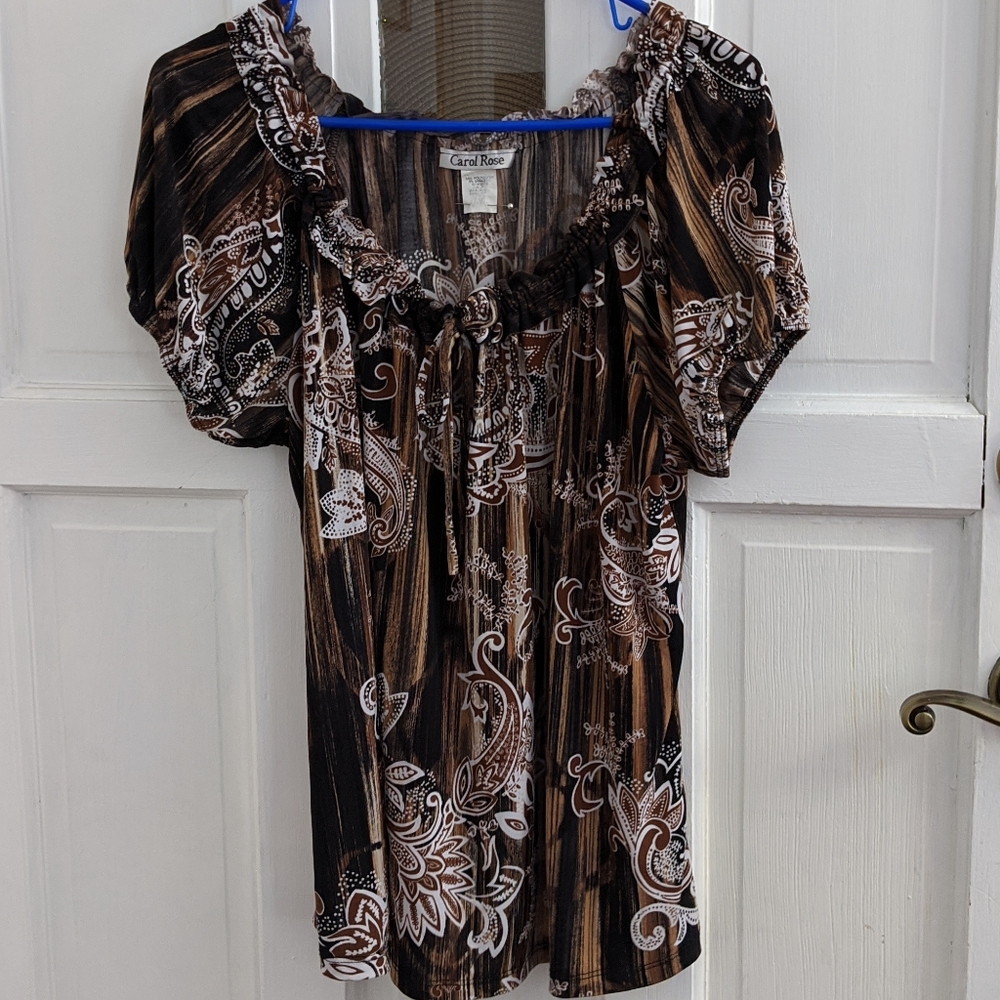 Carol Rose Brown Paisley Top
